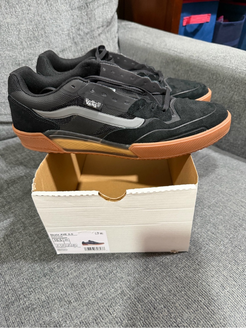 Vans Skate Ave 2.0 Black Gum Mens Size 10.5 Skateboarding New